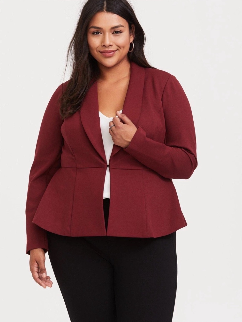 Studio by Torrid Burgundy Uptown Peplum Blazer Size 2 (18/20)
